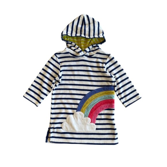 2-3Y Mjni Boden Rainbow Striped Toweling Hoodie - Picture 1 of 6